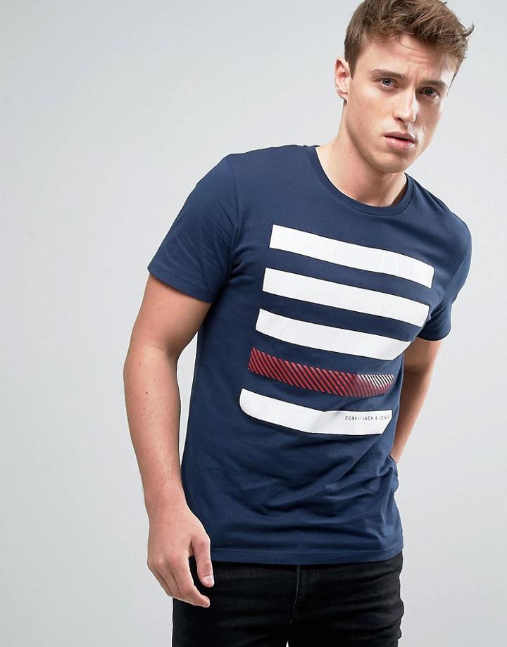 Jack & Jones Stripped T-shirt - Navy