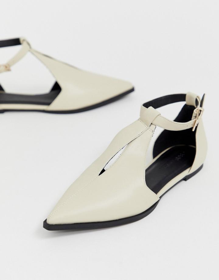 Asos Design Lockwood Pointed Ballet Flats In Bone-cream