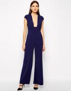 Aq Aq Collate Square Plunge Neck Jumpsuit - Navy
