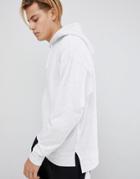 Asos Design Oversized Hoodie With Step Hem In White Marl - White