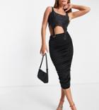 Missguided Ruched Midaxi Skirt In Black - Part Of A Set