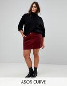 Asos Curve Cord Pelmet Skirt In Berry - Red
