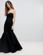Bariano Bandeau Mesh Fishtail Bodycon Dress - Black