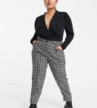 Urban Threads Plus Checked Tapered Pants - Part Of A Set-black