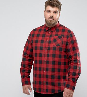 Brave Soul Plus Window Check Shirt - Red
