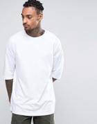 Asos Oversized Longline T-shirt In Heavyweight Jersey And Half Sleeves