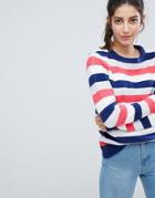Brave Soul Wooly Stripe Sweater - Blue