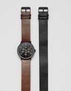 Asos Interchangeable Watch In Black And Rose Gold - Black