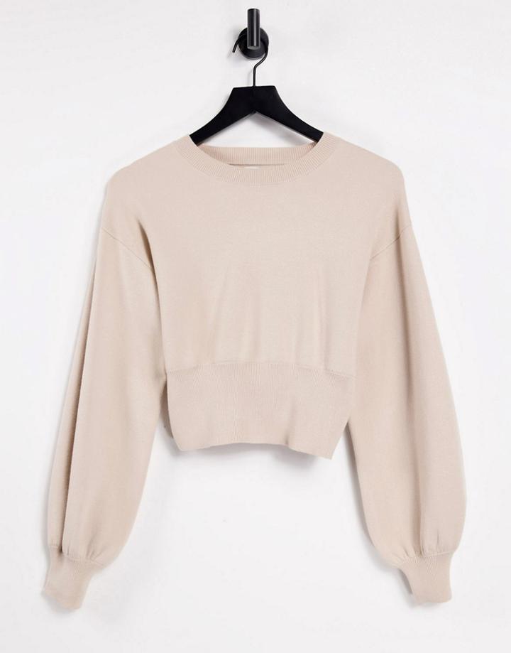 Asos Design Mix & Match Lounge Premium Knitted Crewneck Sweat In Biscuit-brown