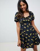 Asos Design Sweetheart Mini Dress In Cherry Print-multi