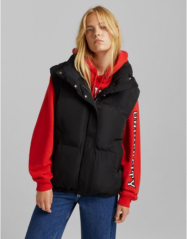 Bershka Padded Vest In Black