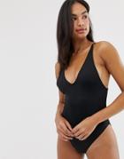 Weekday Plunge Swimsuit In Black - Black