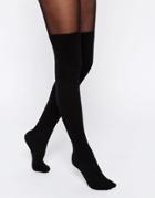 Asos Cable Over The Knee Tights With Control Top - Black