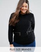 Koko Plus Sweater With Zip Detail - Black