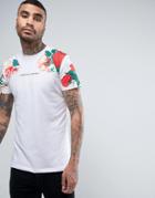 Criminal Damage T-shirt In White With Floral Print - White