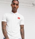 Hugo Dereso Contrast Box Logo Polo In White Exclusive At Asos