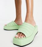 Simply Be Wide Fit Quilted Flatform Sandals In Green