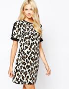 Oasis Leopard Print Shift Dress - Multi