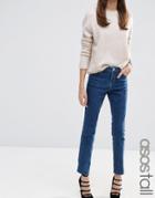 Asos Tall Castile Pencil Straight Leg Jeans In Vintage Darkwash Blue - Blue