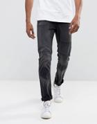 Only & Sons Slim Fit Jeans In Distressed Knee Patch Denim - Gray