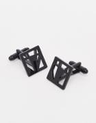 Asos Geometric Cufflinks In Black Cut Out Design - Black