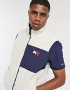 Tommy Jeans Reversible Retro Borg/nylon Tank In Tan/red