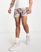 Topman Floral Swim Shorts In Pink