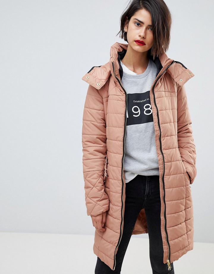 Vero Moda Padded Funnel Neck Coat - Brown