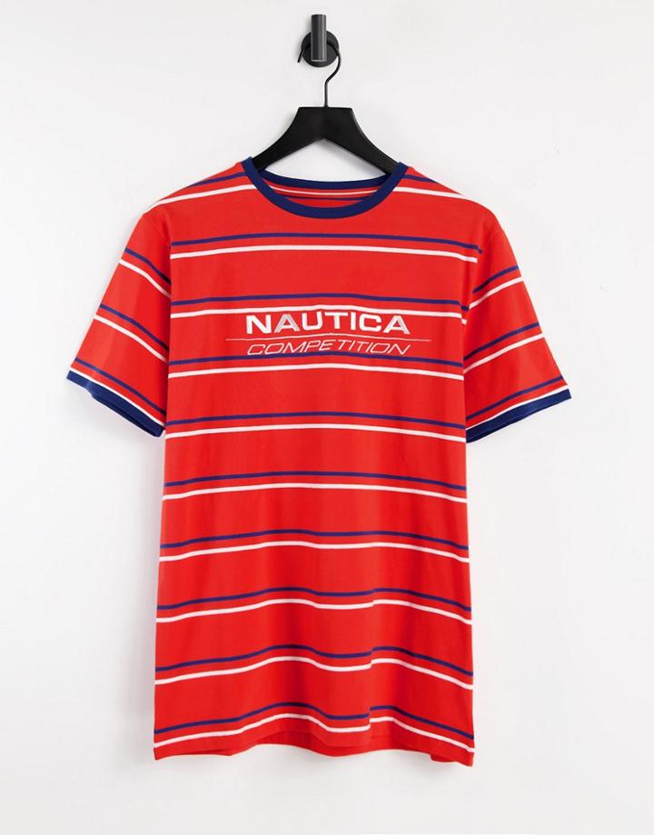 Nautica Competition Columbus Engineered Stripe T-shirt In Red