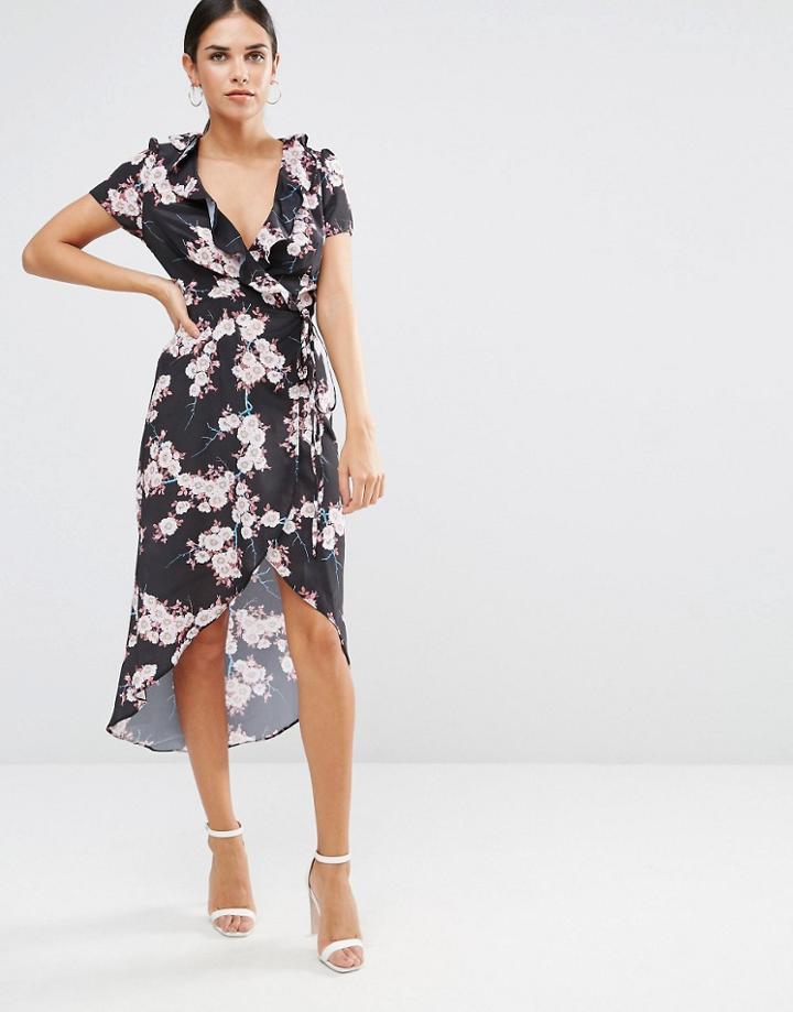 Oh My Love Frill Wrap High Low Hem Dress - Wild Sukura