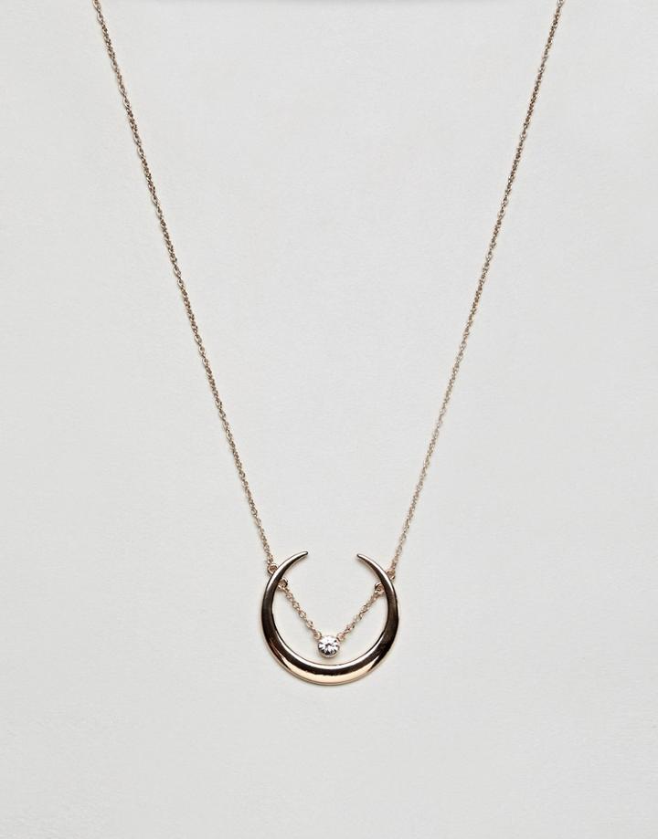 Missguided Ditsy & Horn Pendant Necklace - Gold