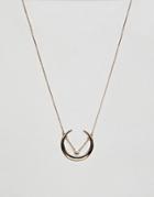 Missguided Ditsy & Horn Pendant Necklace - Gold