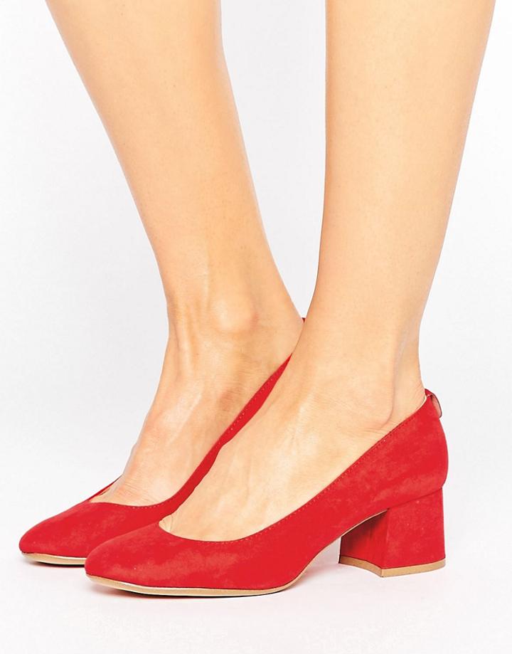 Bershka Block Court Heel - Red