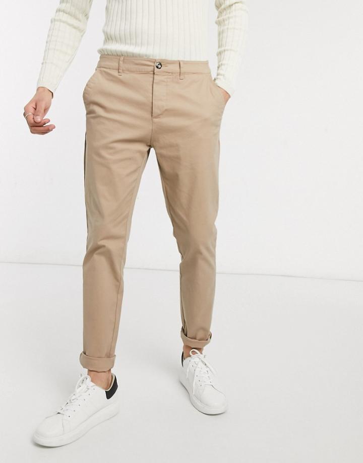 Asos Design Skinny Chinos In Stone-neutral