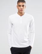 Selected Homme Long Sleeve Top With Baseball Collar - White