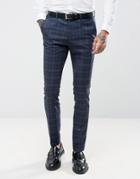Rudie Super Skinny Blue Check Suit Pants - Blue