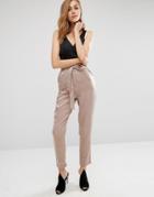 Missguided Hammered Satin Pant - Gold