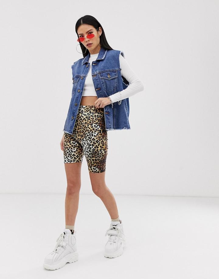 Collusion Legging Shorts In Leopard Print - Multi