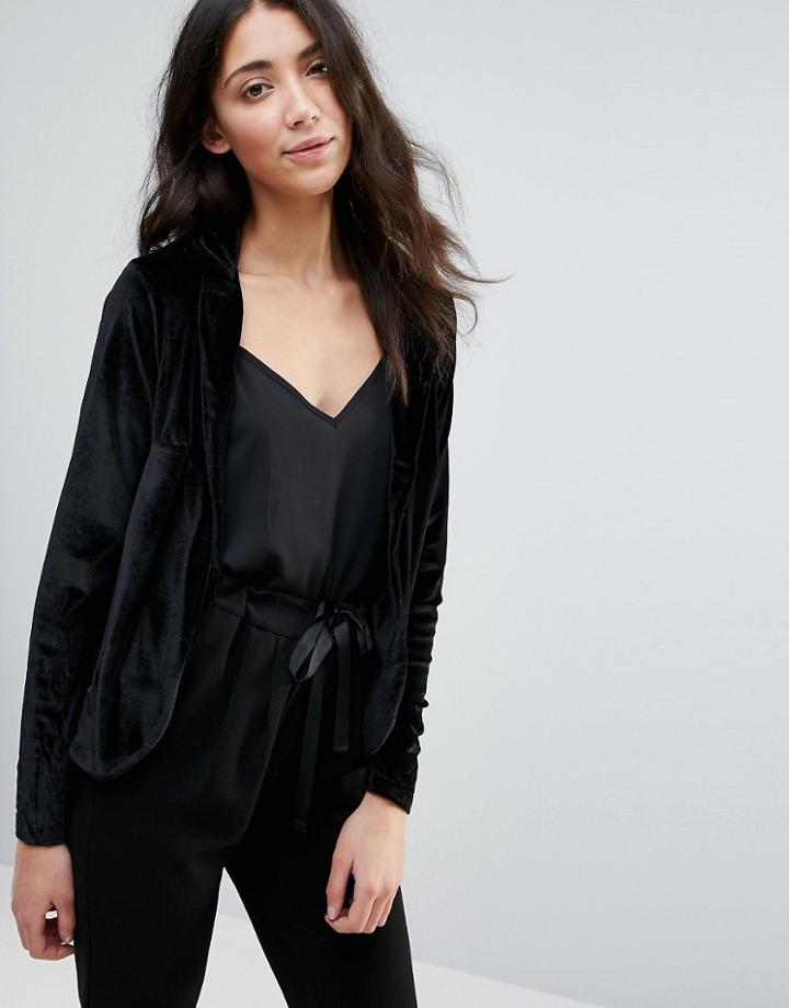 Club L Velvet Blazer - Black