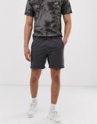 Asos Design Slim Chino Shorts With Elastic Waist In Washed Black