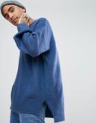 Mennace Sweater With Dropped Shoulder - Navy
