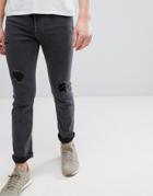 Jack & Jones Slim Fit Jeans In Gray Denim - Black