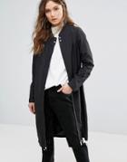 New Look Drawstring Duster Jacket - Black
