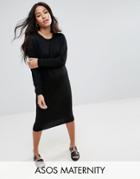 Asos Maternity Midi Dress With Crew Neck - Black