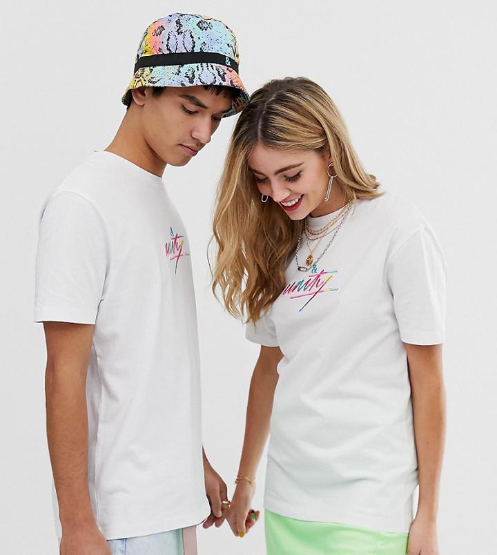 Asos Design X Glaad & Unisex Relaxed T-shirt With Embroidery - White