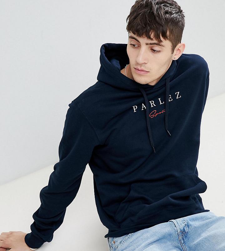Parlez Hoodie With Sport Logo In Navy Exclusive To Asos - Navy