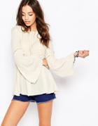 Only Open Back Bell Sleeve Tunic - Cream