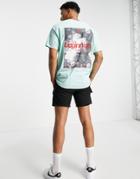Topman Oversize Tee With Front And Back Beginnings Print In Sage Green