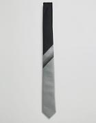 Asos Slim Tie In Black With Gray Panel - Black