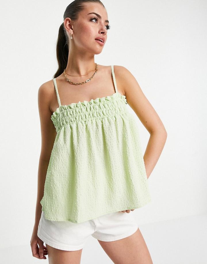 Asos Design Puff Texture Cami Sun Top In Mint-green